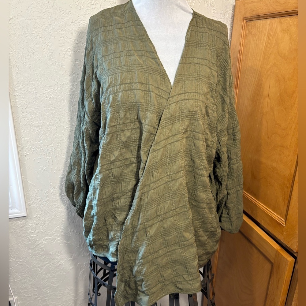 Green 3/4 Sleeve Cardigan Relaxed Fit